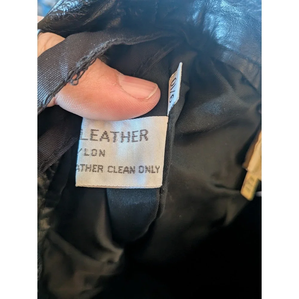 Winlit Vintage Ginuwine Leather pencil skirt 9/10 Black V front Rare 90's - Picture 6 of 10